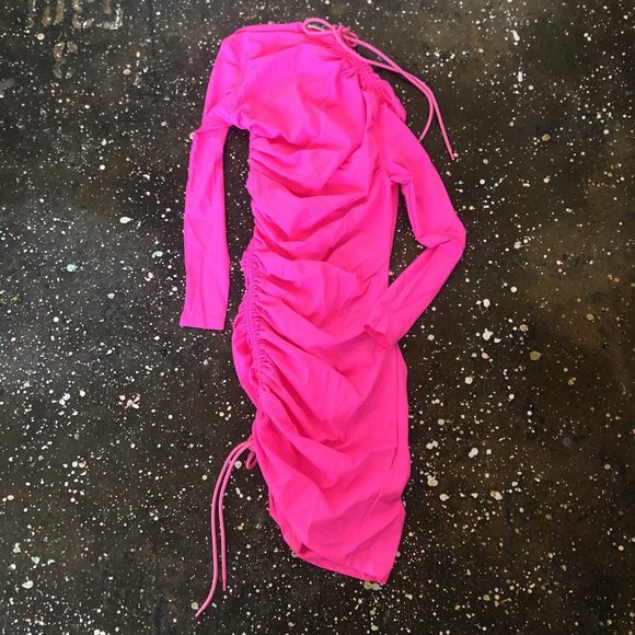 BALENCIAGA Spandex Mini Dress Fluo Pink - Picture 11 of 12